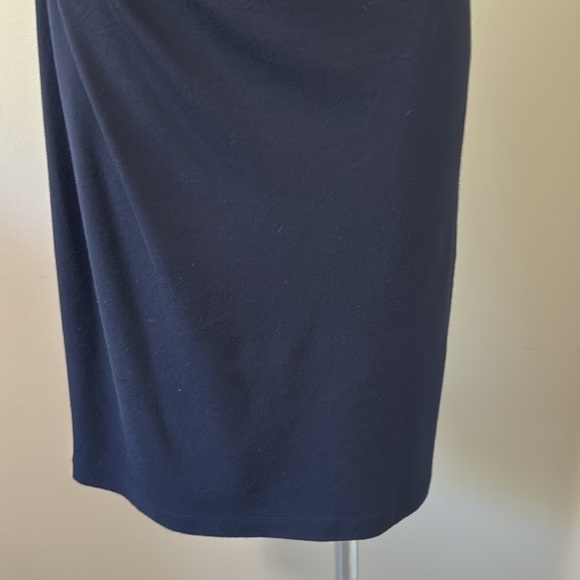 LAFAYETTE 148 Cowl Neck Knee Length Sheath Dress Navy Blue US 6 - Picture 8 of 11